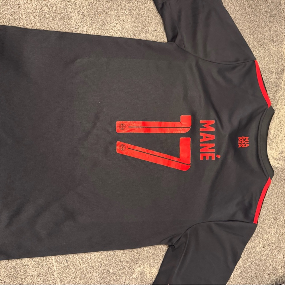 FC Bayern Munchen Mane Black and Red Soccer Jersey